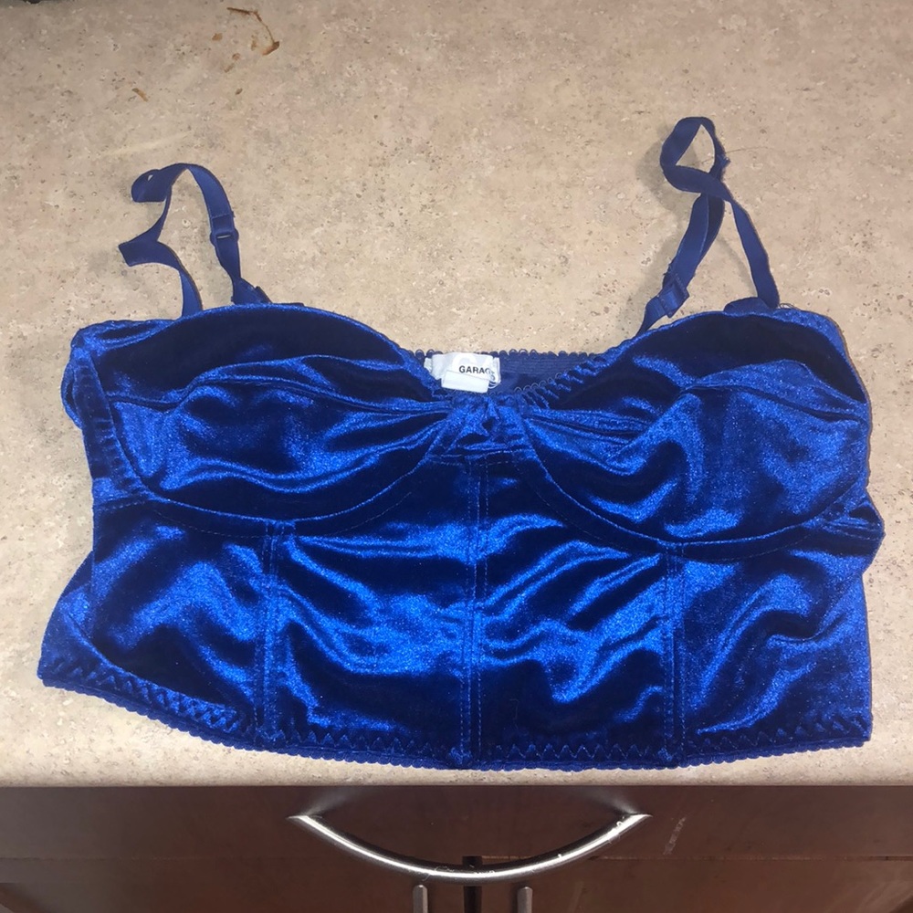 I am selling a midnight blue velvet bra top